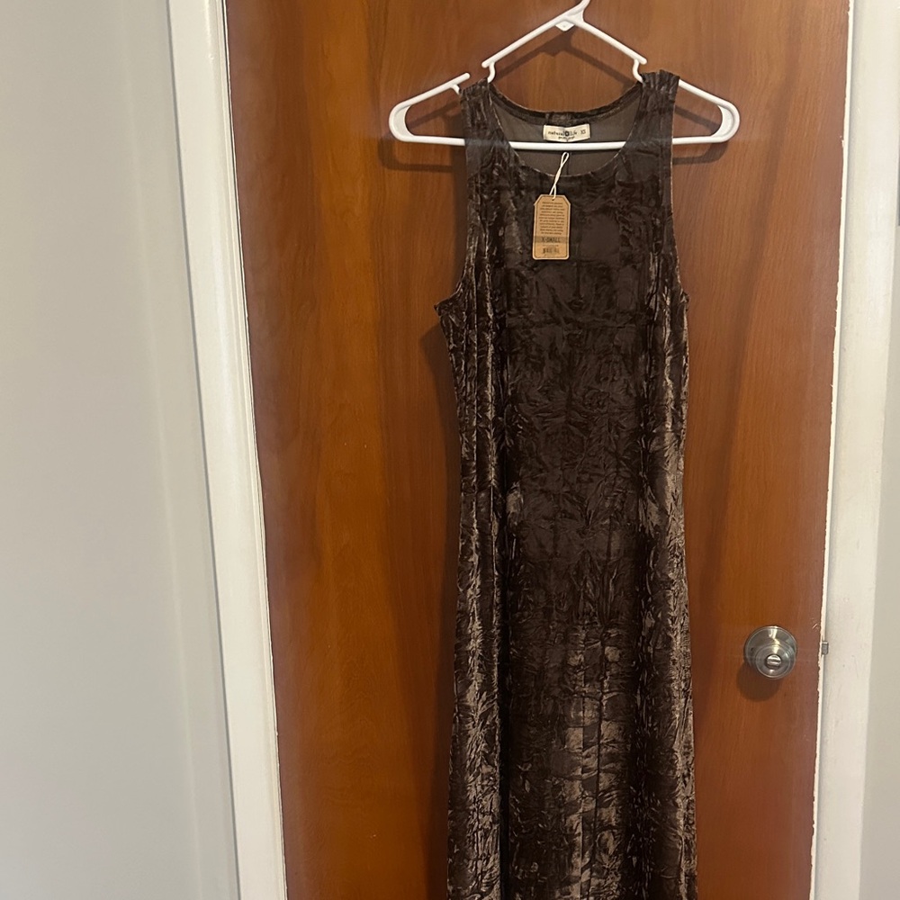 NATURAL LIFE Brown Velvet Maxi Dress